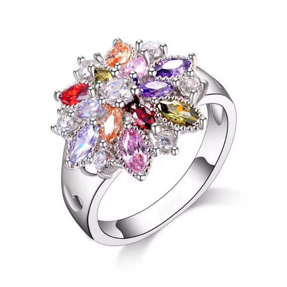 Zara Jewelry - S925 Fashion Ring With Silver Colorful Cubic Zirconia.